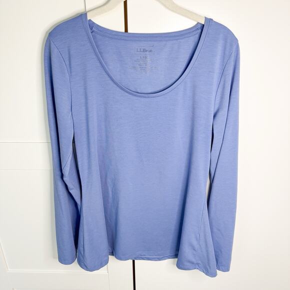 LL‎ Bean Scoop Neck Women’s LARGE Regular Tshirt Light Blue Comfort Soft - Picture 1 of 8